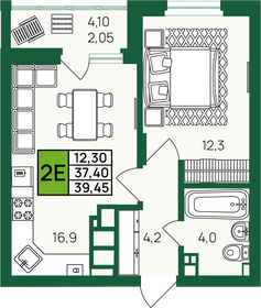 44,9 м², 2-комнатная квартира 4 602 250 ₽ - изображение 47