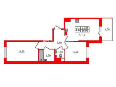 55 м², 2-комнатная квартира 9 400 000 ₽ - изображение 25