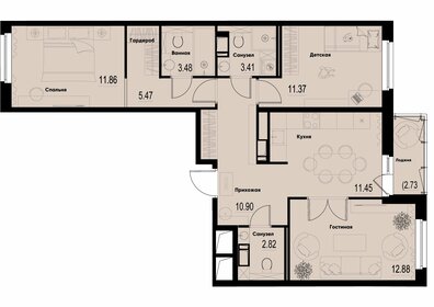 Квартира 75 м², 3-комнатная - изображение 1