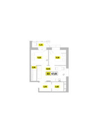 Квартира 47 м², 3-комнатная - изображение 1