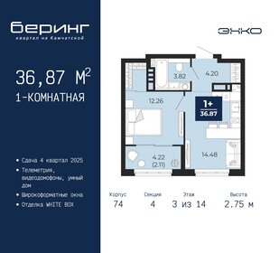 37 м², 1-комнатная квартира 4 300 000 ₽ - изображение 33