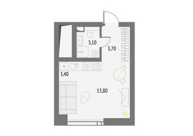 21,7 м², квартира-студия 9 950 000 ₽ - изображение 16