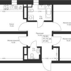 Квартира 80 м², 3-комнатная - изображение 2