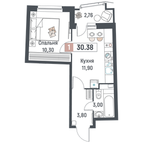 Квартира 30,4 м², 1-комнатная - изображение 1