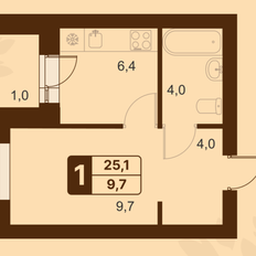 Квартира 25 м², студия - изображение 1