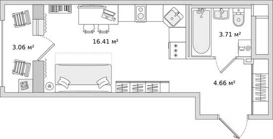 28,1 м², квартира-студия 4 080 000 ₽ - изображение 62