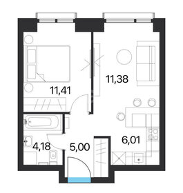 Квартира 38,1 м², 1-комнатная - изображение 1