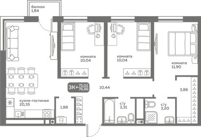 81 м², 3-комнатная квартира 9 000 000 ₽ - изображение 57