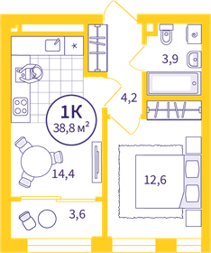 51 м², 1-комнатная квартира 6 500 000 ₽ - изображение 31