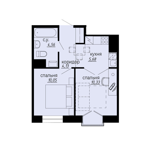 34,8 м², 2-комнатные апартаменты 10 425 000 ₽ - изображение 1