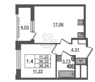 Квартира 36,3 м², 2-комнатная - изображение 1