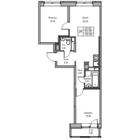 54 м², 2-комнатная квартира 9 400 000 ₽ - изображение 16