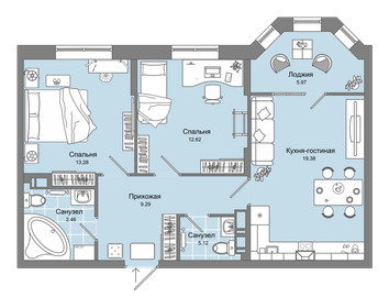 Квартира 64 м², 3-комнатная - изображение 1