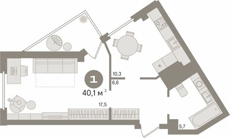 Квартира 40,1 м², 1-комнатная - изображение 4