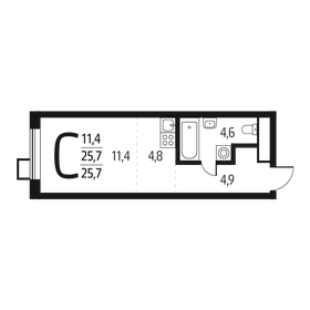 Квартира 25,7 м², студия - изображение 1