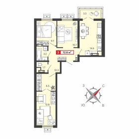 Квартира 72,8 м², 3-комнатная - изображение 1