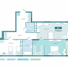 Квартира 77,4 м², 2-комнатная - изображение 2