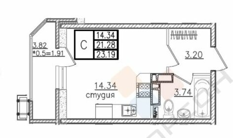 Квартира 23,1 м², студия - изображение 1