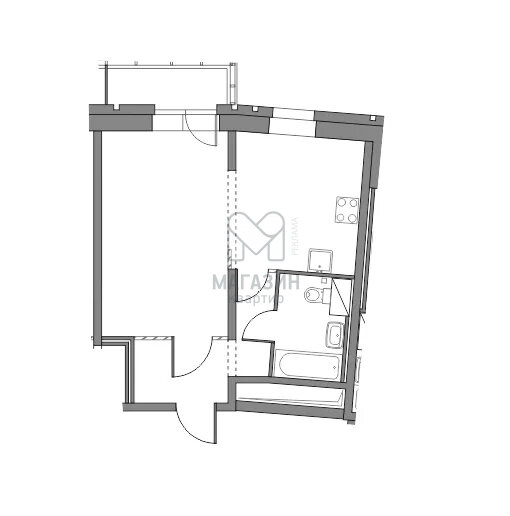 39,5 м², 1-комнатная квартира 11 046 000 ₽ - изображение 1