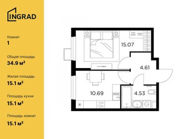 Квартира 34,9 м², 1-комнатная - изображение 1