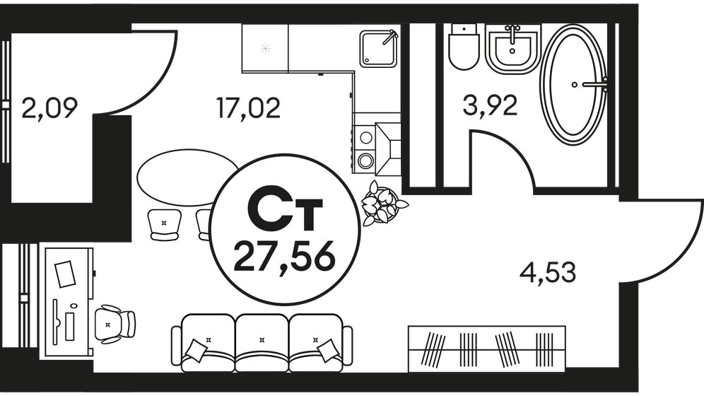 27,5 м², квартира-студия 4 930 000 ₽ - изображение 1