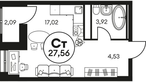 27,5 м², квартира-студия 4 930 000 ₽ - изображение 13