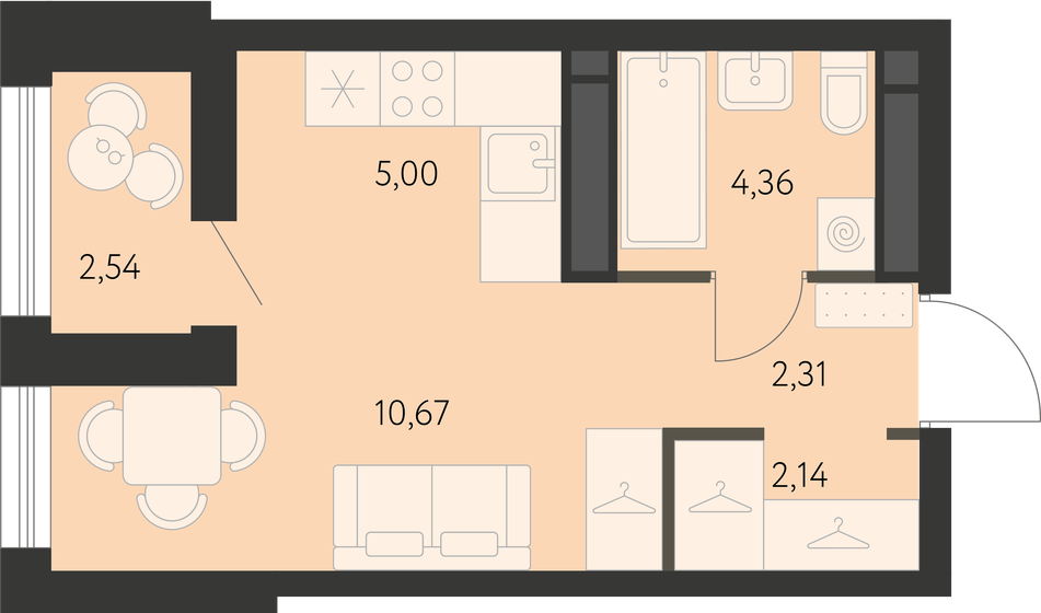 25,3 м², квартира-студия 3 856 000 ₽ - изображение 1