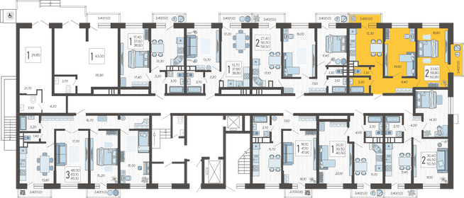 57,7 м², 2-комнатная квартира 4 900 000 ₽ - изображение 162