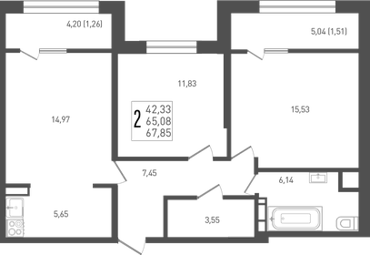 67,9 м², 2-комнатная квартира 8 345 550 ₽ - изображение 59
