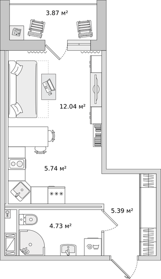 27,8 м², квартира-студия 10 565 112 ₽ - изображение 34