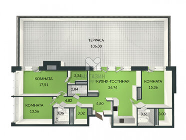 Квартира 133,4 м², 3-комнатная - изображение 1
