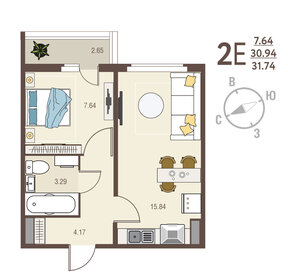 Квартира 31,7 м², 1-комнатная - изображение 1