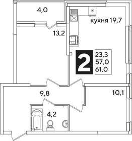 58,5 м², 2-комнатная квартира 6 900 000 ₽ - изображение 71