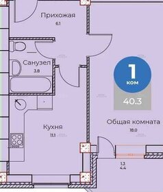 Квартира 40,3 м², 1-комнатная - изображение 1