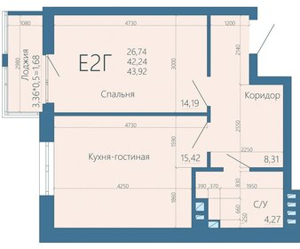 Квартира 43,9 м², 2-комнатная - изображение 1