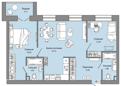 Квартира 74 м², 3-комнатная - изображение 1