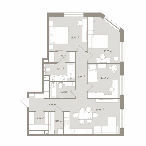 100,3 м², 4-комнатные апартаменты 87 461 600 ₽ - изображение 1