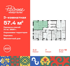 57,4 м², 3-комнатная квартира 11 259 275 ₽ - изображение 2