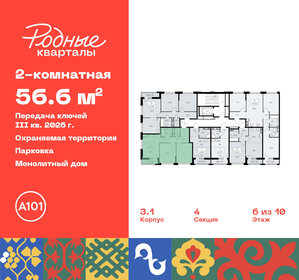 56,5 м², 2-комнатная квартира 10 506 980 ₽ - изображение 18