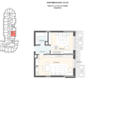 Квартира 66 м², 1-комнатные - изображение 3