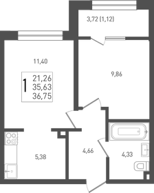 36,3 м², 1-комнатная квартира 4 977 210 ₽ - изображение 25