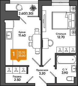 Квартира 35 м², 1-комнатная - изображение 1