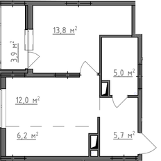 Квартира 44,7 м², 1-комнатная - изображение 3