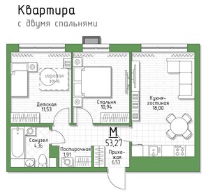 Квартира 53,3 м², 2-комнатная - изображение 1