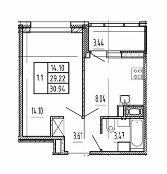 30,9 м², 1-комнатная квартира 8 920 000 ₽ - изображение 1