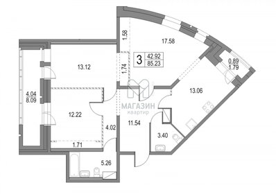 Квартира 90,2 м², 3-комнатная - изображение 1