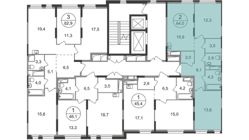 Квартира 64 м², 2-комнатная - изображение 2