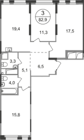 82,3 м², 3-комнатная квартира 18 139 622 ₽ - изображение 74