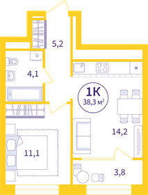 Квартира 36,4 м², 1-комнатная - изображение 1