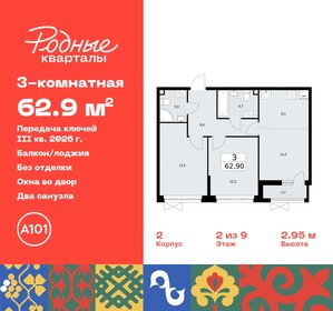 Квартира 62,9 м², 3-комнатная - изображение 1